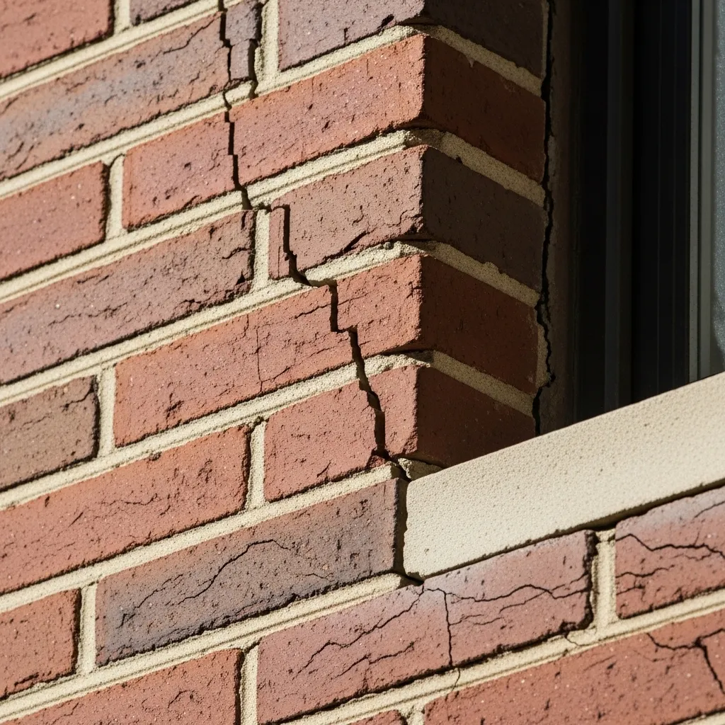 Brick wall showing mixed condition and uneven wear